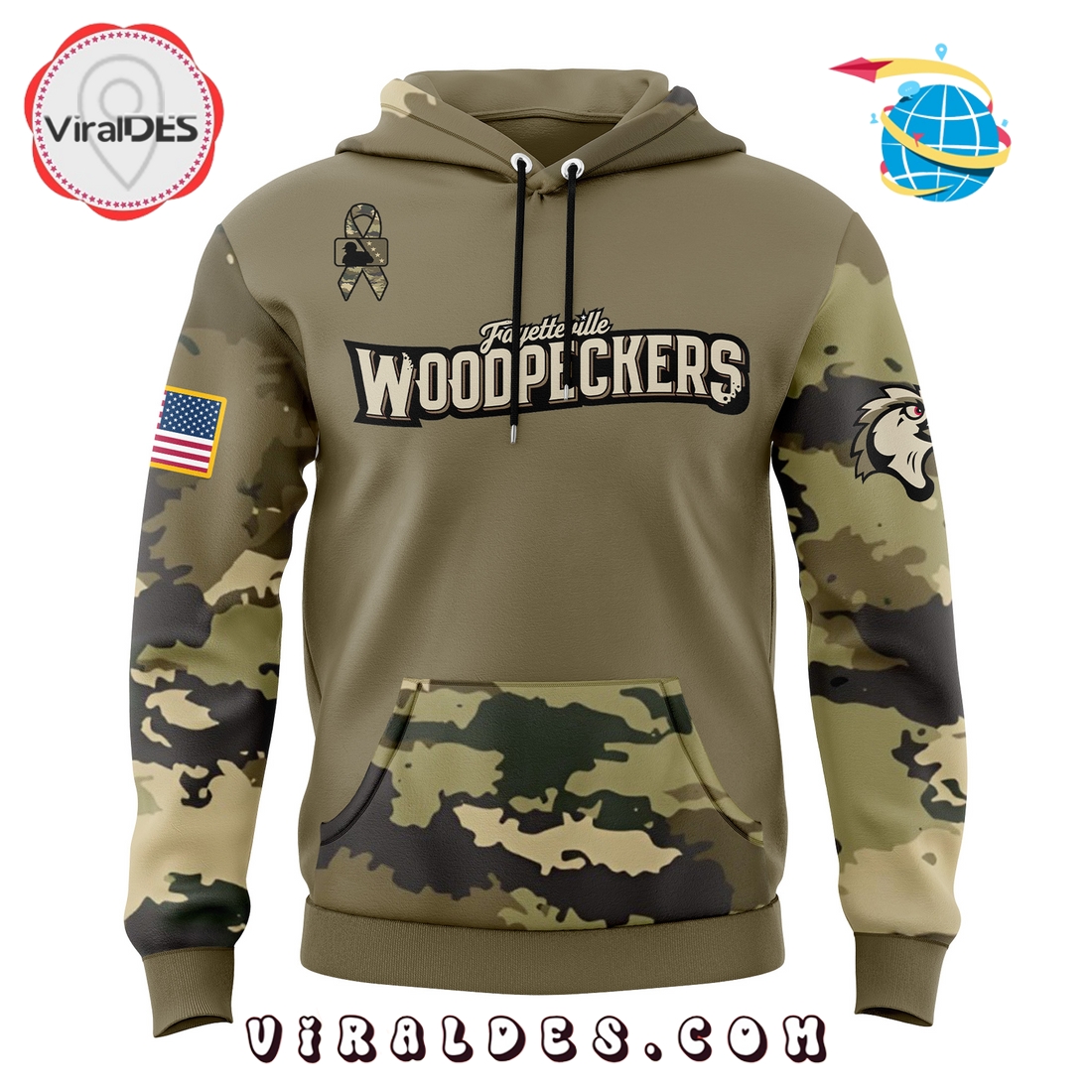 Fayetteville Woodpeckers Military Appreciation Hoodie, Long Pants Fayetteville Woodpeckers Military Appreciation Hoodie, Long Pants