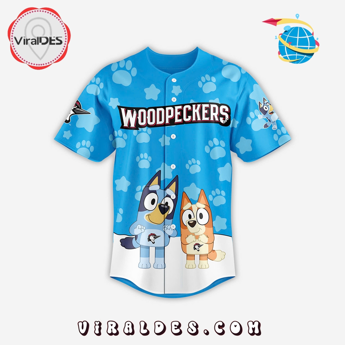 Fayetteville Woodpeckers x Bluey Day 2025 Baseball Jersey Fayetteville Woodpeckers x Bluey Day 2025 Baseball Jersey