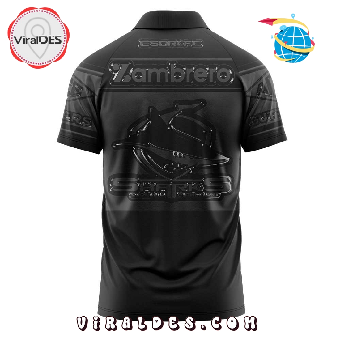 Limited Edition Cronulla Sharks Back In Black Polo Limited Edition Cronulla Sharks Back In Black Polo