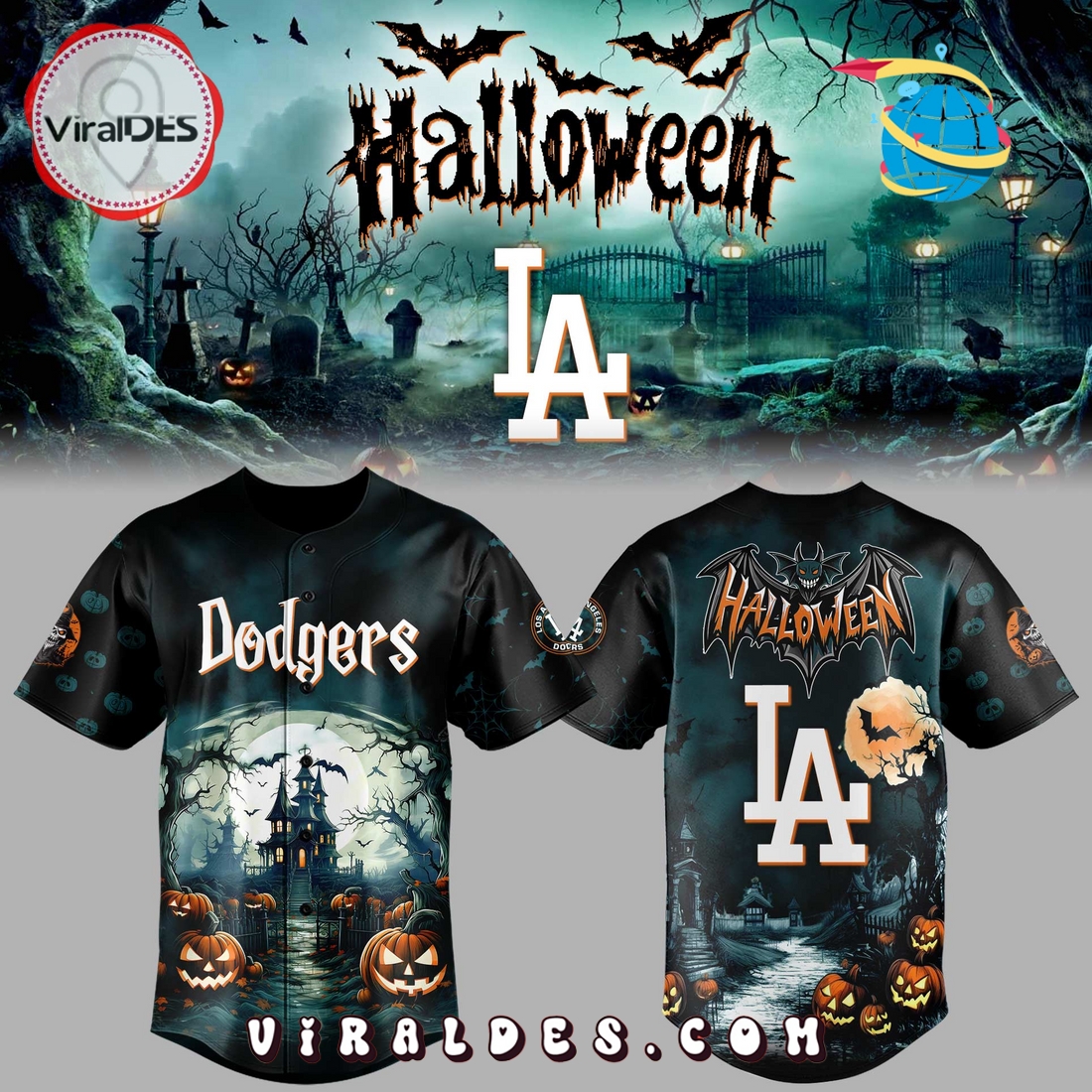 Los Angeles Dodgers x Happy Halloween Baseball Jersey Los Angeles Dodgers x Happy Halloween Baseball Jersey