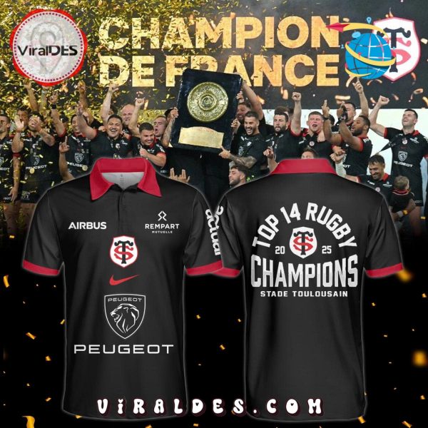 Men’s Stade Toulousain 2025 Champions Black Polo Shirt