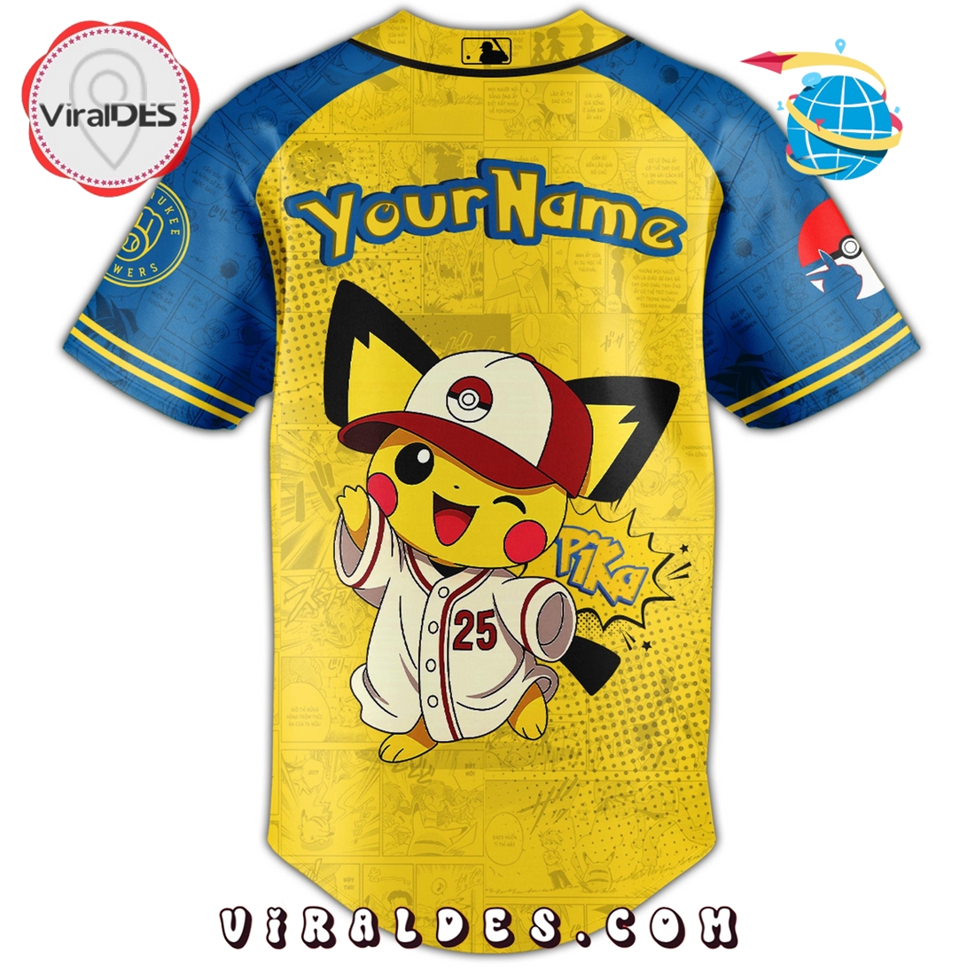 Milwaukee Brewers MLB Pokémon GO Night Baseball Jersey Milwaukee Brewers MLB Pokémon GO Night Baseball Jersey