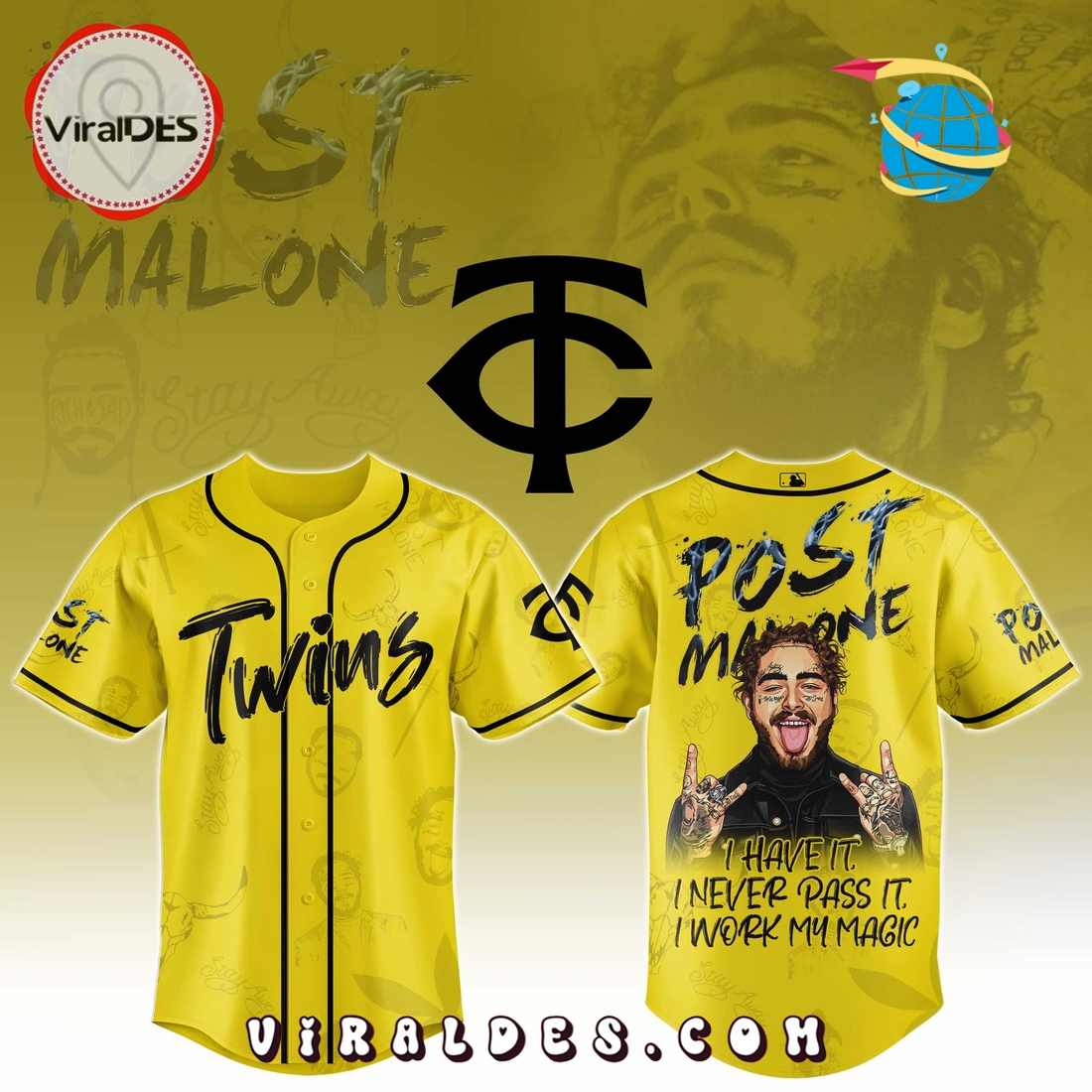 Minnesota Twins x Post Malone Tour 2025 Baseball Jersey Minnesota Twins x Post Malone Tour 2025 Baseball Jersey