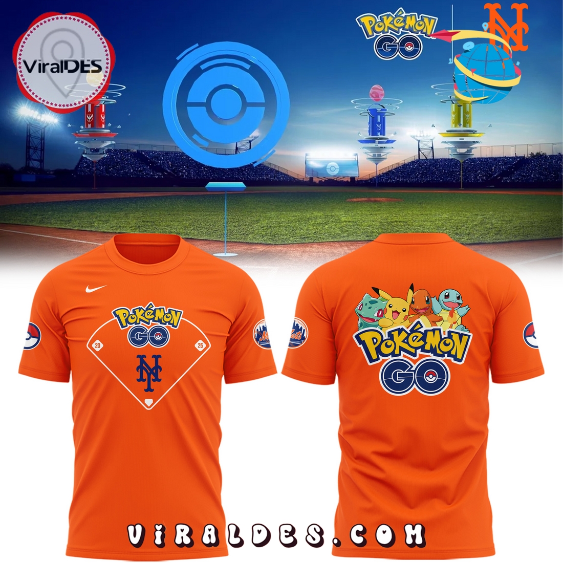 New York Mets x Pokémon GO Orange Shirt New York Mets x Pokémon GO Orange Shirt