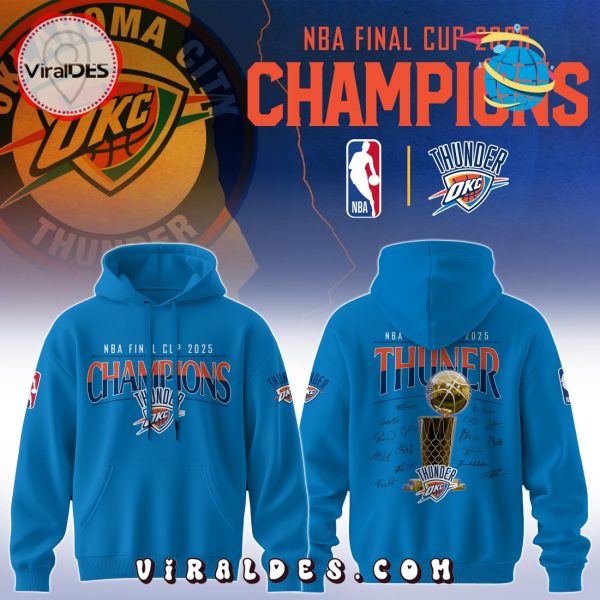 Oklahoma City Thunder Champion 2025 Blue Hoodie