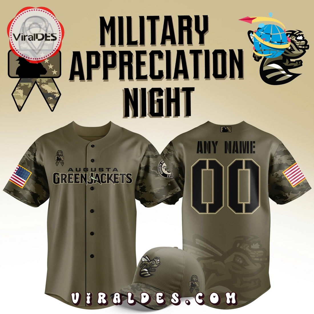 Personalized Augusta GreenJackets Military Appreciation Jersey Personalized Augusta GreenJackets Military Appreciation Jersey