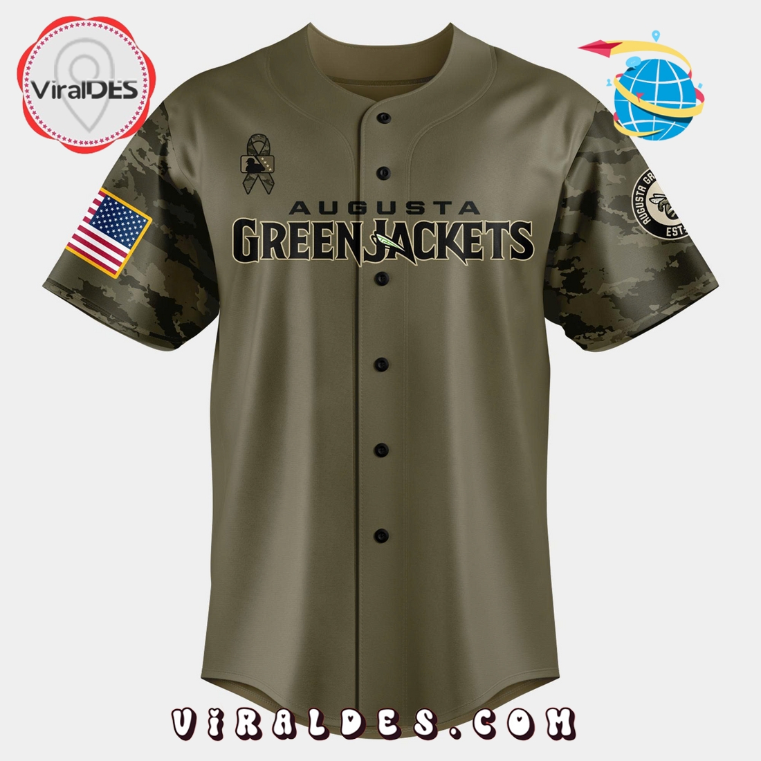 Personalized Augusta GreenJackets Military Appreciation Jersey Personalized Augusta GreenJackets Military Appreciation Jersey