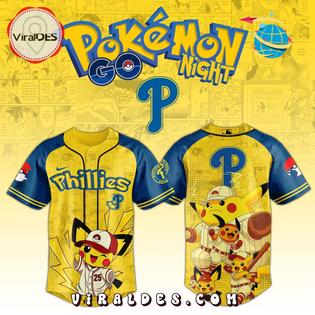 Philadelphia Phillies 2025 Pokémon GO Night Baseball Jersey Philadelphia Phillies 2025 Pokémon GO Night Baseball Jersey