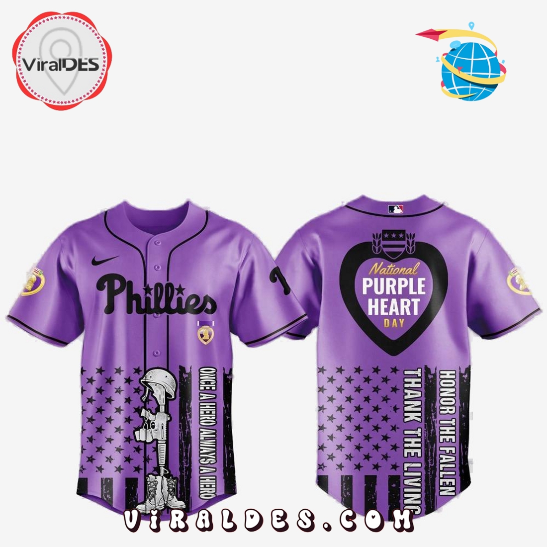 Philadelphia Phillies MLB x Purple Heart Day Baseball Jersey Philadelphia Phillies MLB x Purple Heart Day Baseball Jersey