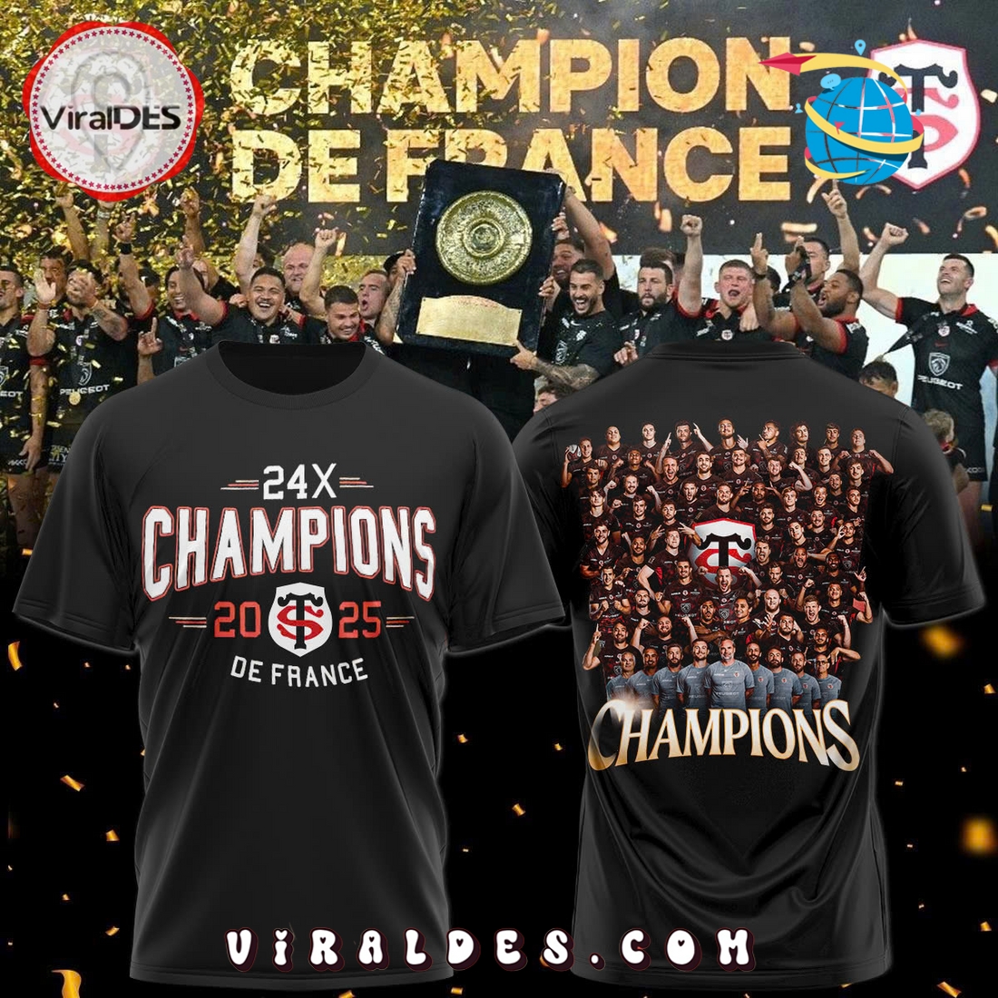 Stade Toulousain 24X Champions Back To Back Shirt, Long Pants Stade Toulousain 24X Champions Back To Back Shirt, Long Pants