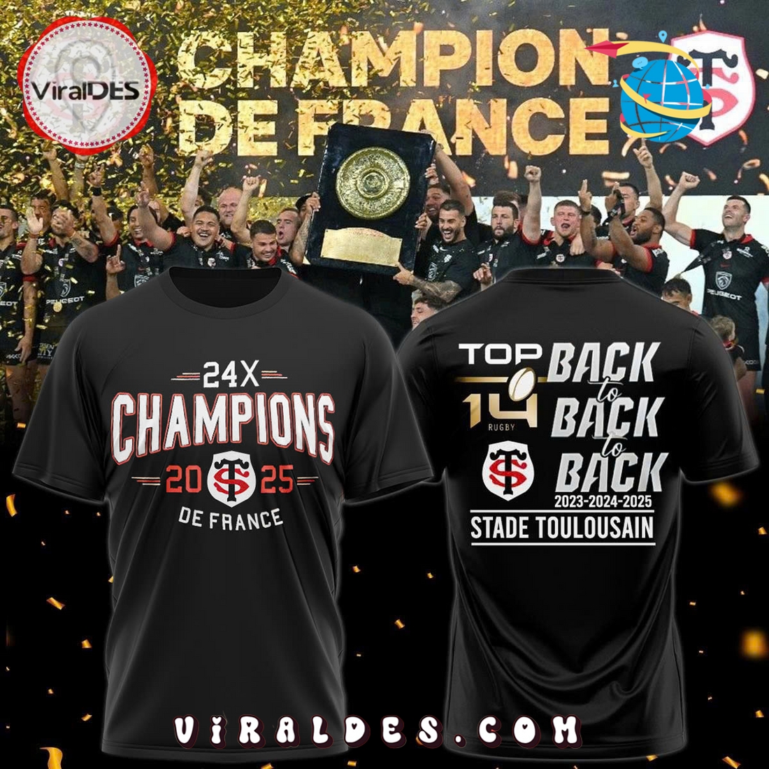 Stade Toulousain Champions 2025 Back To Back Shirt, Long Pants Stade Toulousain Champions 2025 Back To Back Shirt, Long Pants