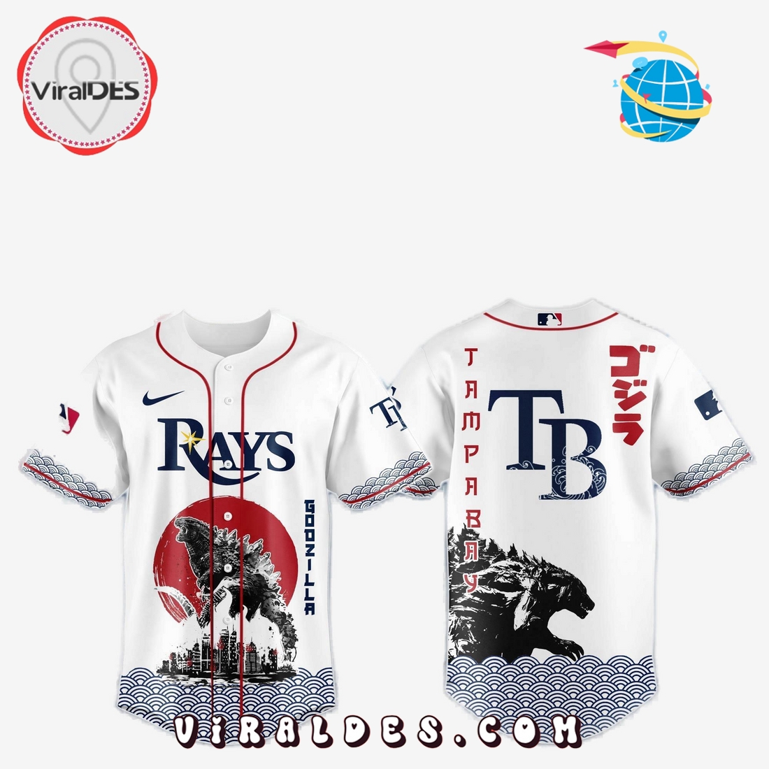 Tampa Bay Rays MLB x Godzilla Baseball Jersey Tampa Bay Rays MLB x Godzilla Baseball Jersey