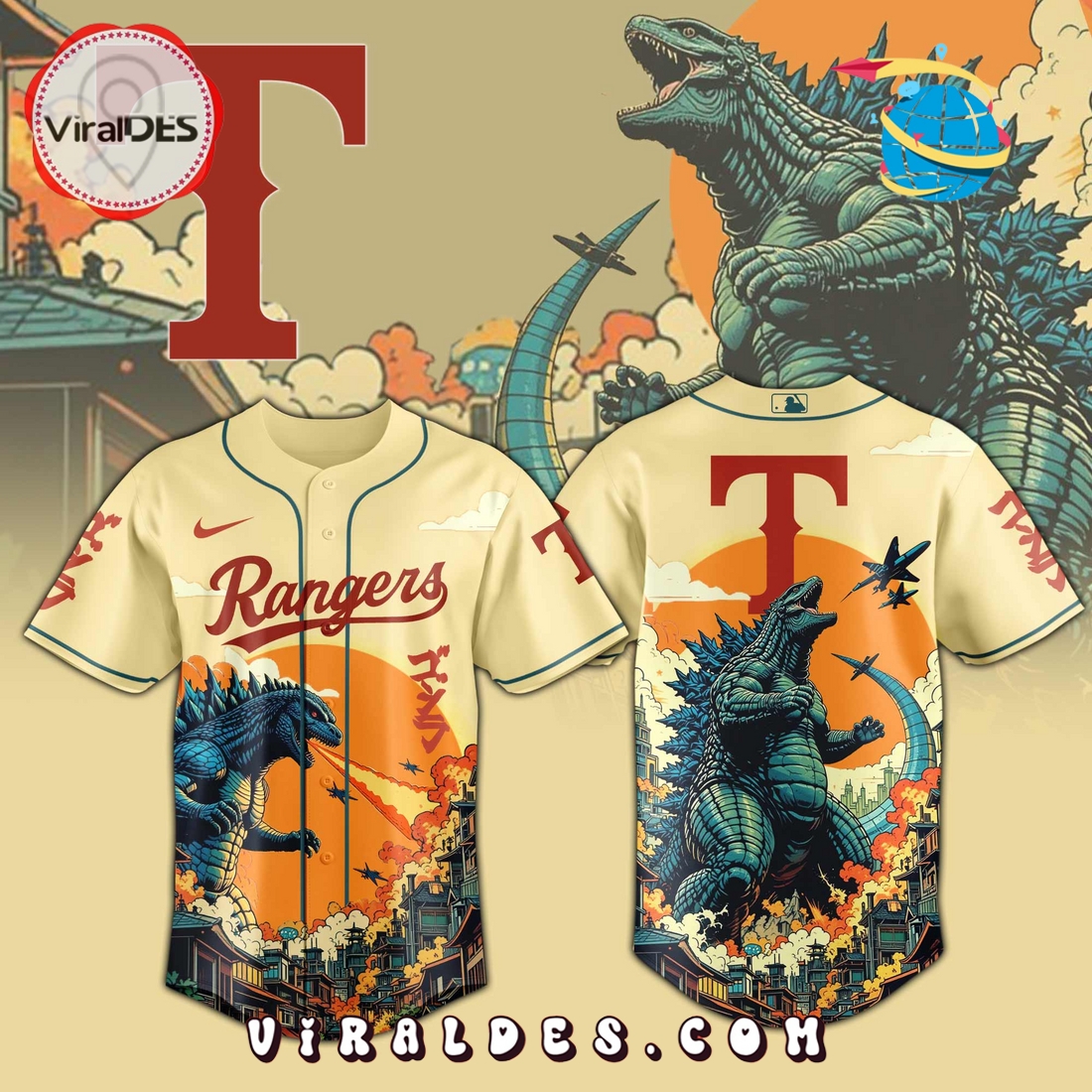 Texas Rangers 2025 Godzilla Limited Edition Jersey Texas Rangers 2025 Godzilla Limited Edition Jersey