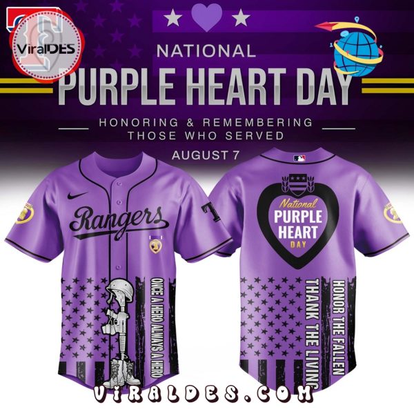Texas Rangers MLB x Purple Heart Day Baseball Jersey