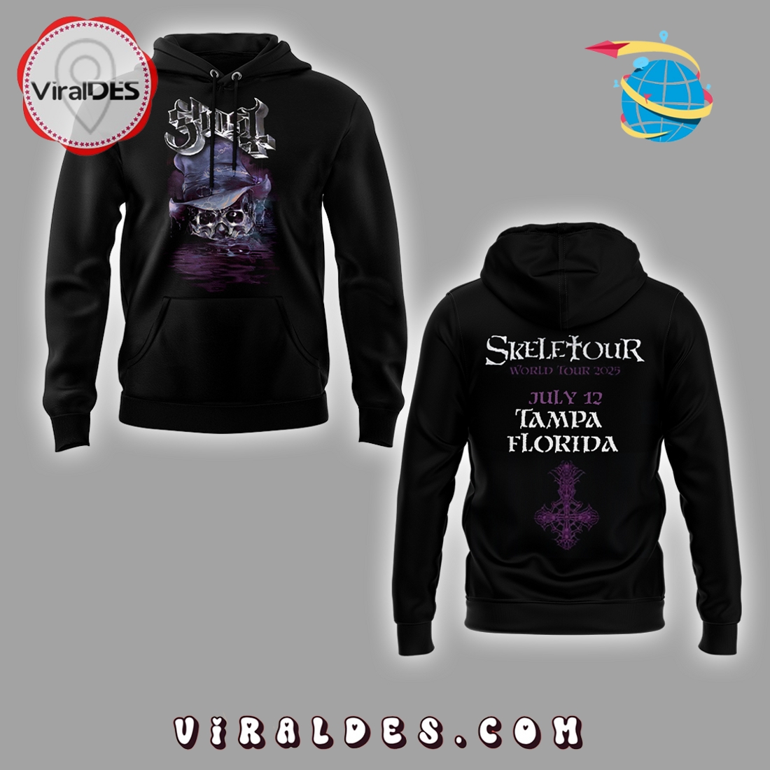 The Band Ghost The SKELETOUR At Tampa Hoodie 2025 The Band Ghost The SKELETOUR At Tampa Hoodie 2025
