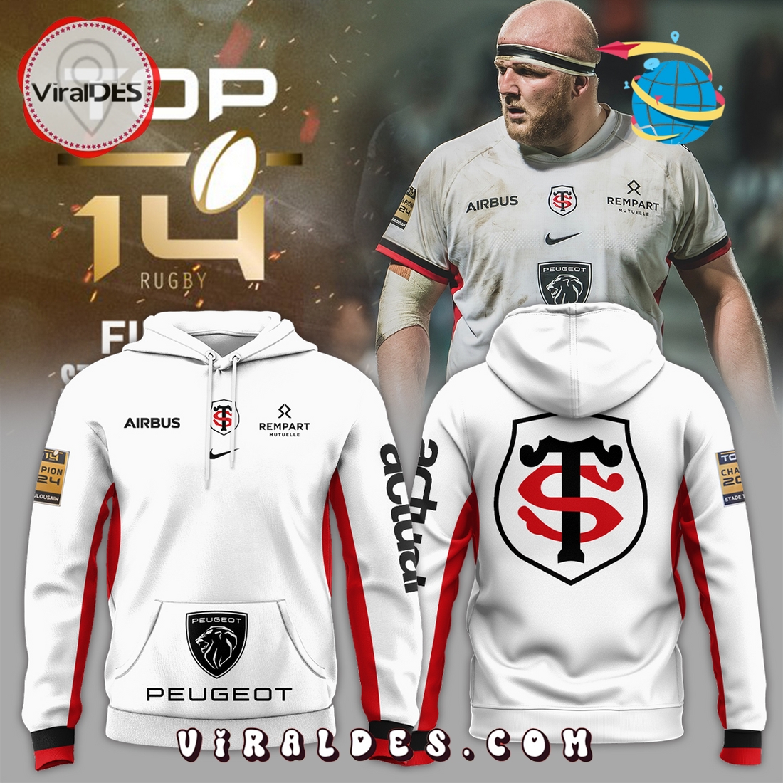 Top 14 Rugby Stade Toulousain 2025 Champions Hoodie Top 14 Rugby Stade Toulousain 2025 Champions Hoodie