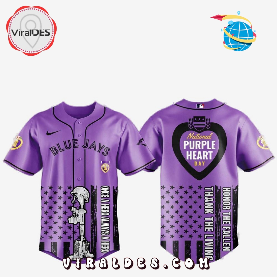 Toronto Blue Jays MLB x Purple Heart Day Baseball Jersey Toronto Blue Jays MLB x Purple Heart Day Baseball Jersey