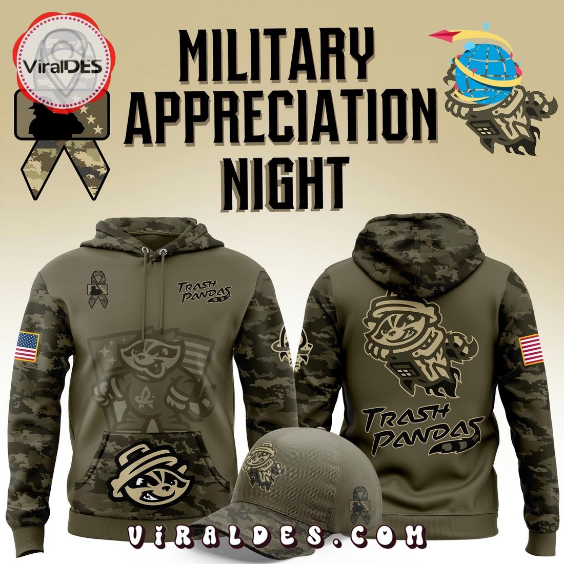 Trash Pandas Military Appreciation 2025 Hoodie, Cap Trash Pandas Military Appreciation 2025 Hoodie, Cap