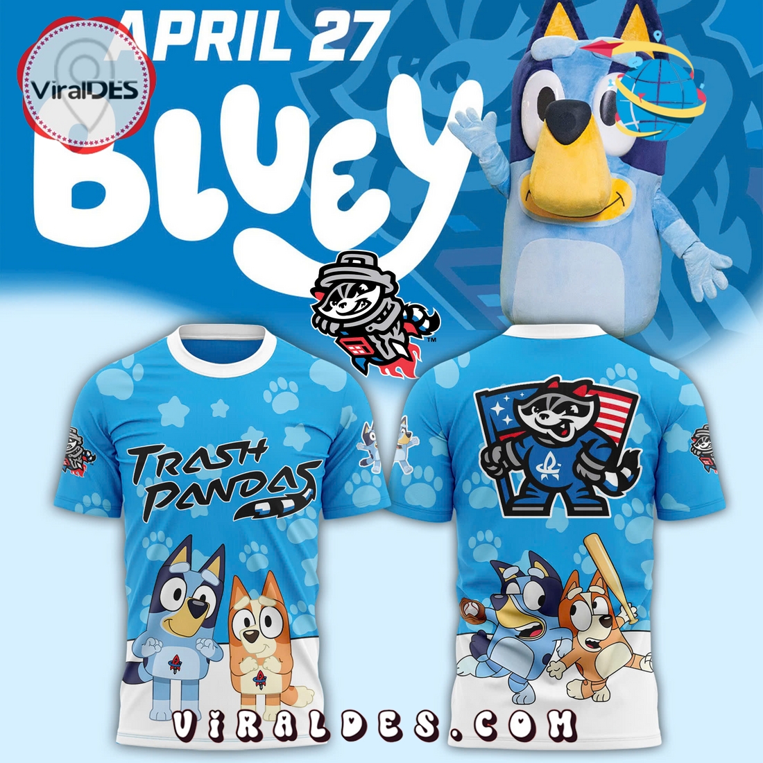 Trash Pandas x Bluey Night Zip Hoodie Limited Edition Trash Pandas x Bluey Night Zip Hoodie Limited Edition