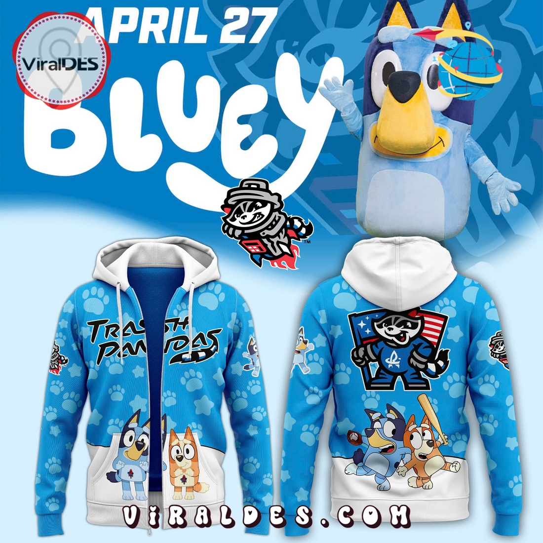 Trash Pandas x Bluey Night Zip Hoodie Limited Edition Trash Pandas x Bluey Night Zip Hoodie Limited Edition