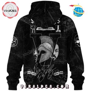 Back of a hoodie with Spartan art, 