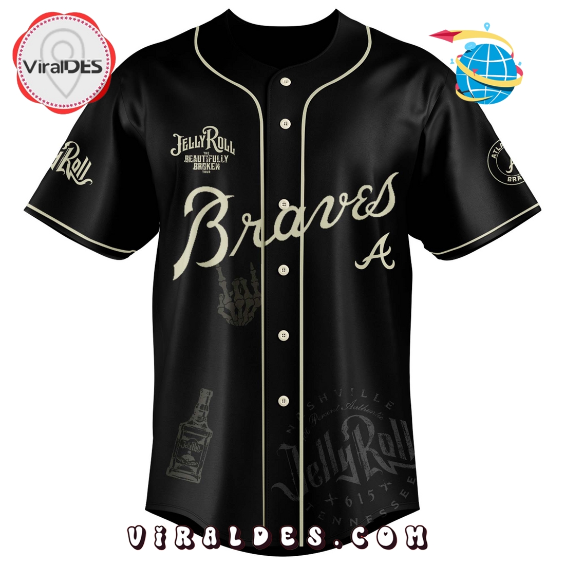 Atlanta Braves x Jelly Roll Tour Baseball Jersey Atlanta Braves x Jelly Roll Tour Baseball Jersey