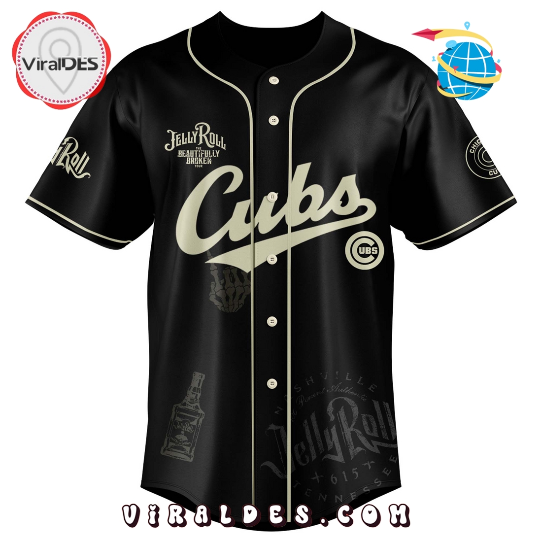 Chicago Cubs x Jelly Roll Tour Baseball Jersey Chicago Cubs x Jelly Roll Tour Baseball Jersey