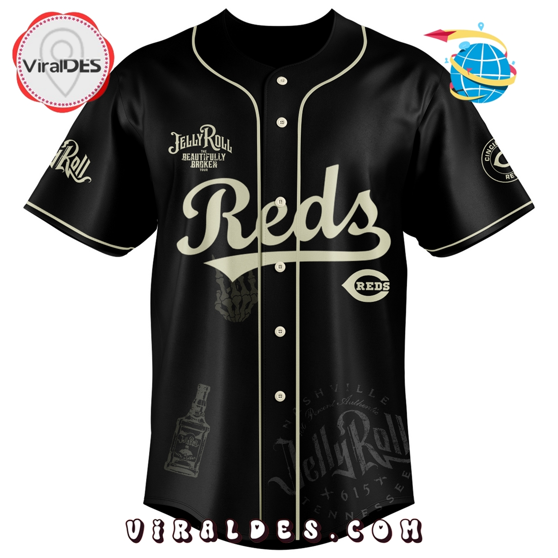 Cincinnati Reds x Jelly Roll Tour Baseball Jersey Cincinnati Reds x Jelly Roll Tour Baseball Jersey