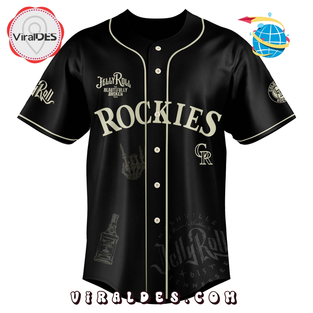 Colorado Rockies x Jelly Roll Tour Baseball Jersey Colorado Rockies x Jelly Roll Tour Baseball Jersey
