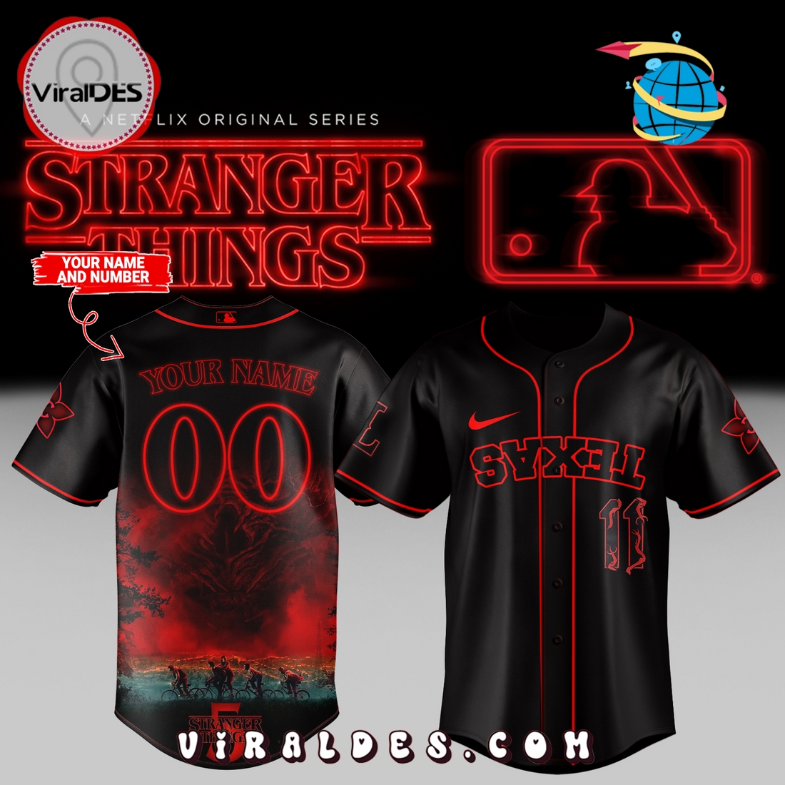 Custom Texas Rangers Stranger Things Jersey 2025 Custom Texas Rangers Stranger Things Jersey 2025