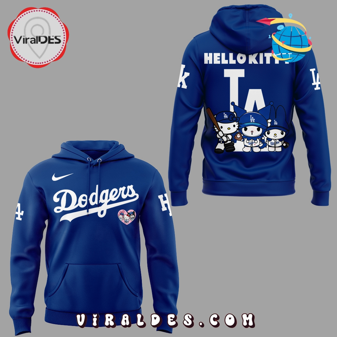 Dodgers MLB x Hello Kitty Blue Hoodie, Long Pants Dodgers MLB x Hello Kitty Blue Hoodie, Long Pants
