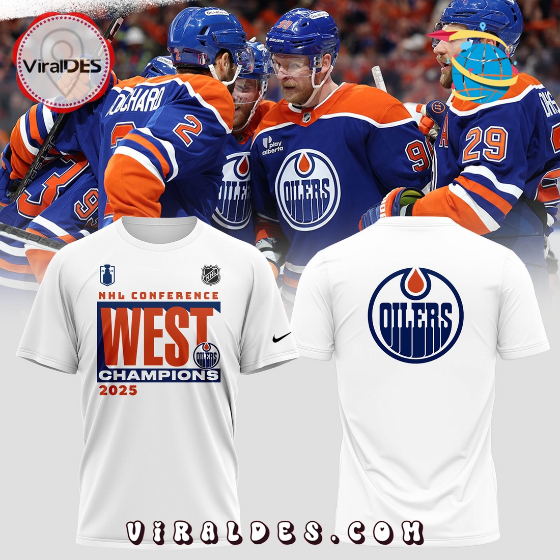 Edmonton Oilers 2025 Western Conference Champions White Hoodie Edmonton Oilers 2025 Western Conference Champions White Hoodie