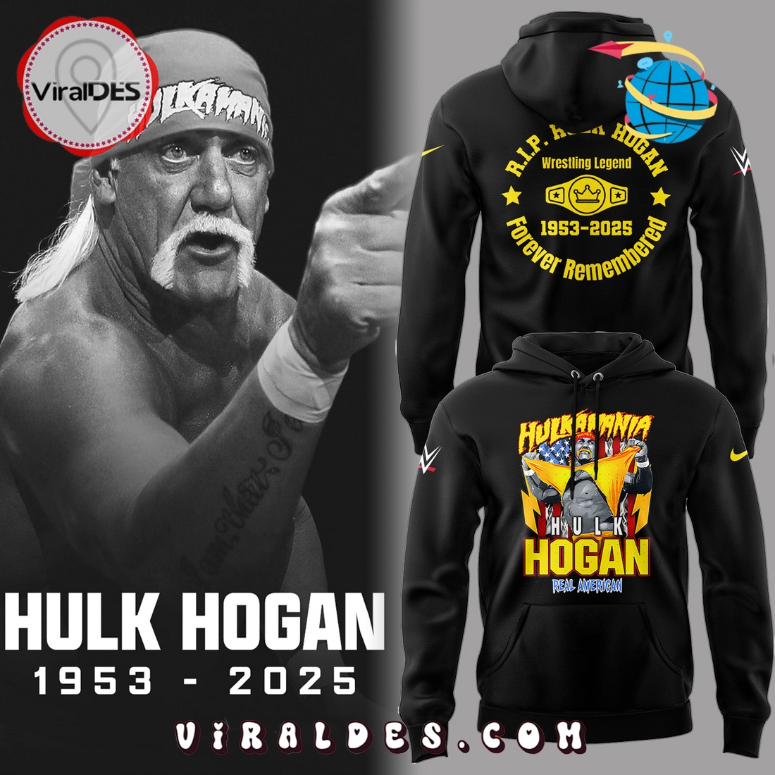 Hulk Hogan 1953 – 2025 Forever Remembered Hoodie, Long Pants Hulk Hogan 1953 – 2025 Forever Remembered Hoodie, Long Pants