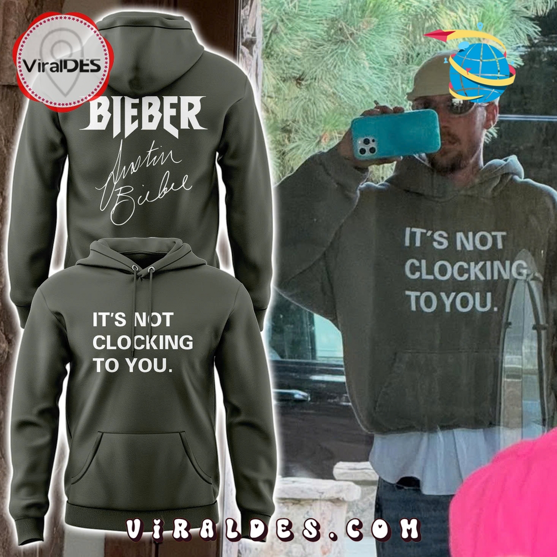 Justin Bieber Wears It’s Not Clocking To You Hoodie Justin Bieber Wears It’s Not Clocking To You Hoodie