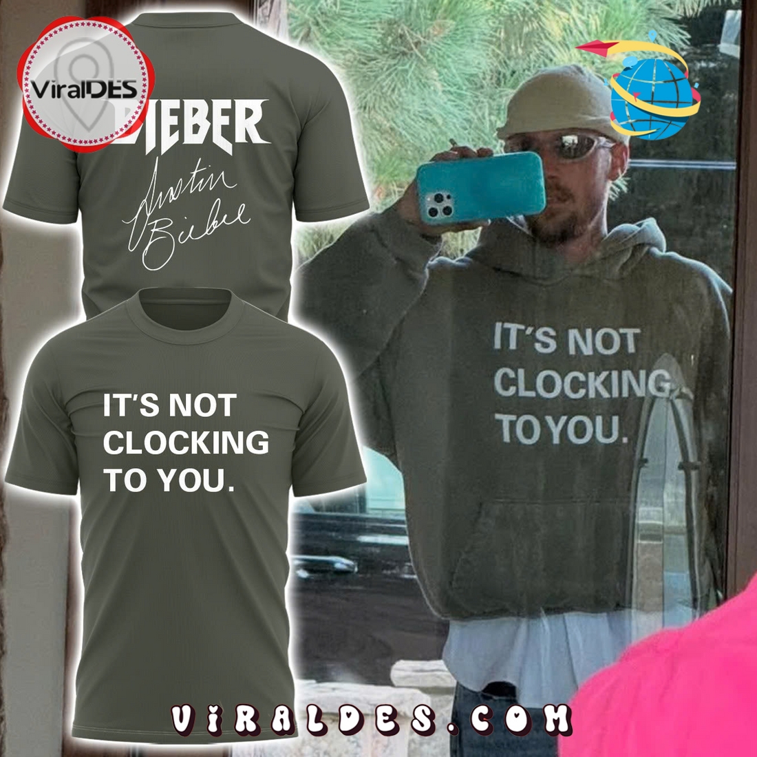 Justin Bieber Wears It’s Not Clocking To You Hoodie Justin Bieber Wears It’s Not Clocking To You Hoodie