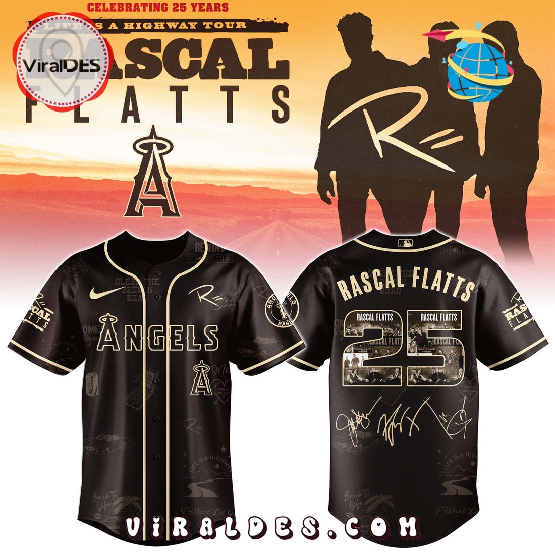 Los Angeles Angels MLB x Rascal Flatts Life Is a Highway Tour Jersey Los Angeles Angels MLB x Rascal Flatts Life Is a Highway Tour Jersey