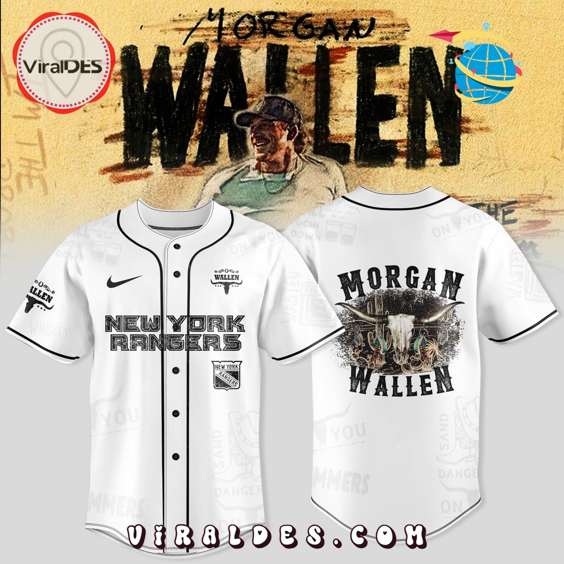 New York Rangers x Morgan Wallen 2025 Baseball Jersey New York Rangers x Morgan Wallen 2025 Baseball Jersey