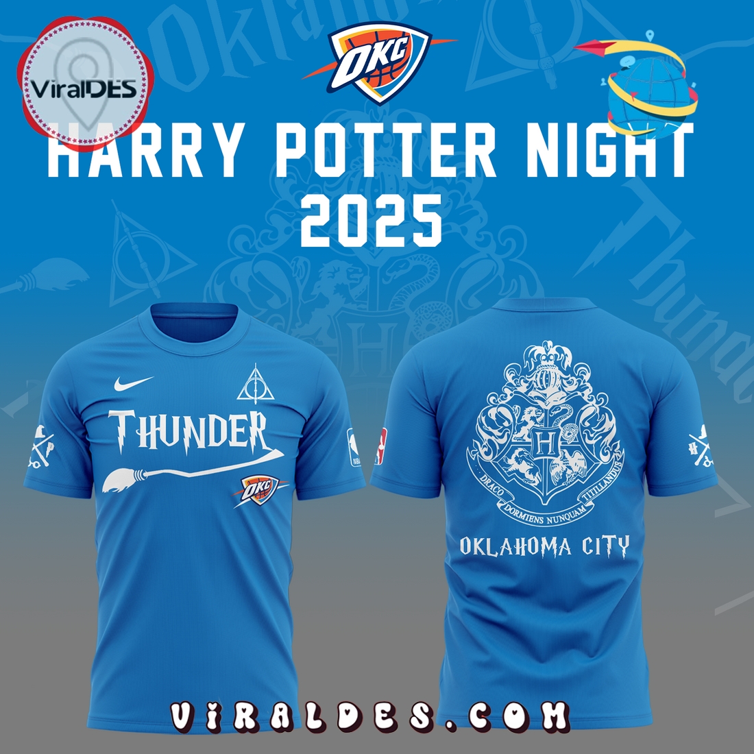 OKC Thunder x Harry Potter Night 2025 Blue Hoodie OKC Thunder x Harry Potter Night 2025 Blue Hoodie