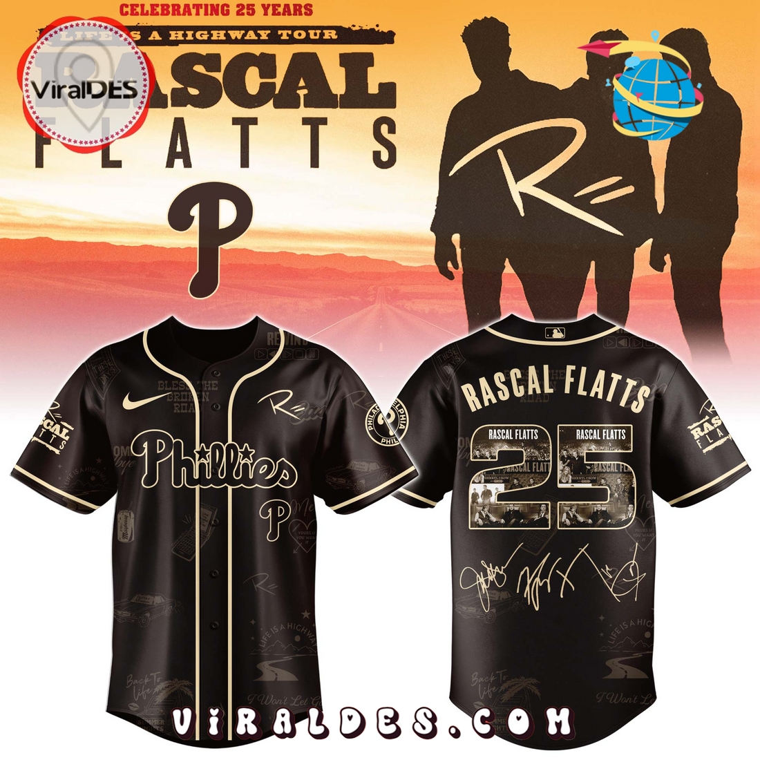 Philadelphia Phillies MLB x Rascal Flatts Life Is a Highway Tour Jersey Philadelphia Phillies MLB x Rascal Flatts Life Is a Highway Tour Jersey