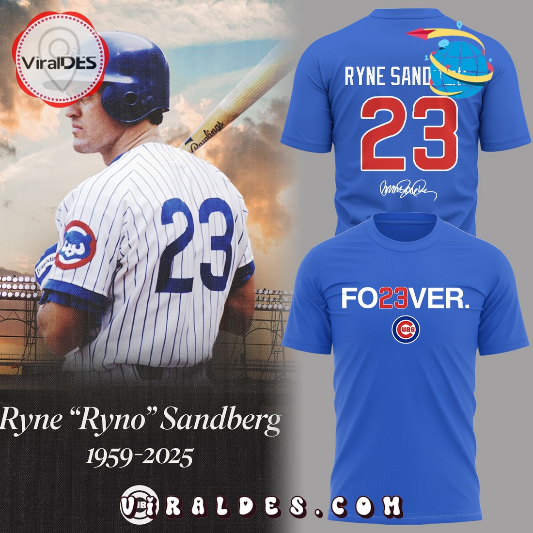 Ryne Sandberg 1959 – 2025 Signatures Blue Hoodie Ryne Sandberg 1959 – 2025 Signatures Blue Hoodie