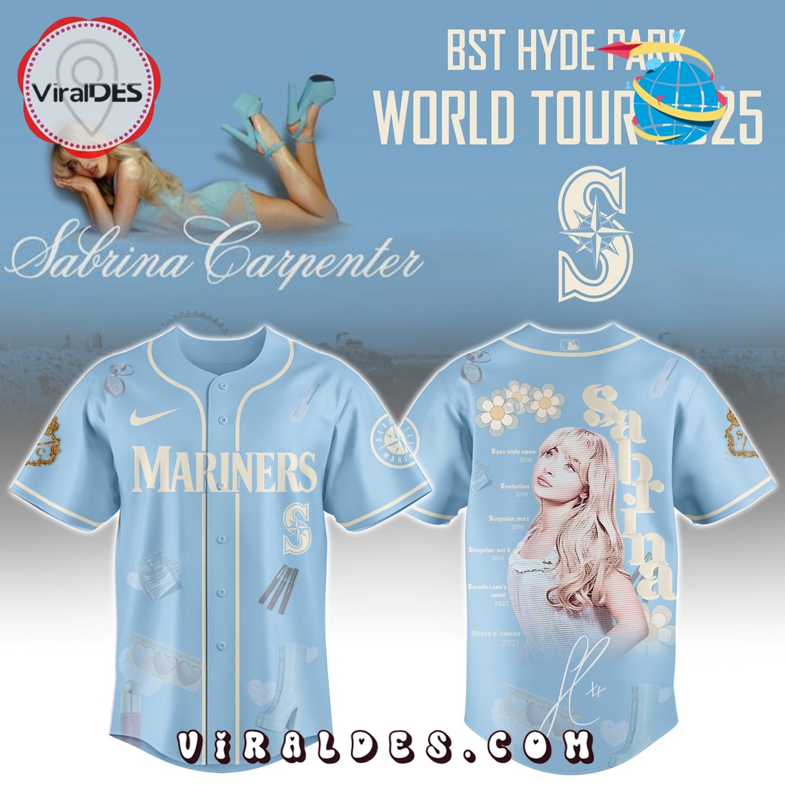 Seattle Mariners MLB x Sabrina Carpenter 2025 Baseball Jersey Seattle Mariners MLB x Sabrina Carpenter 2025 Baseball Jersey