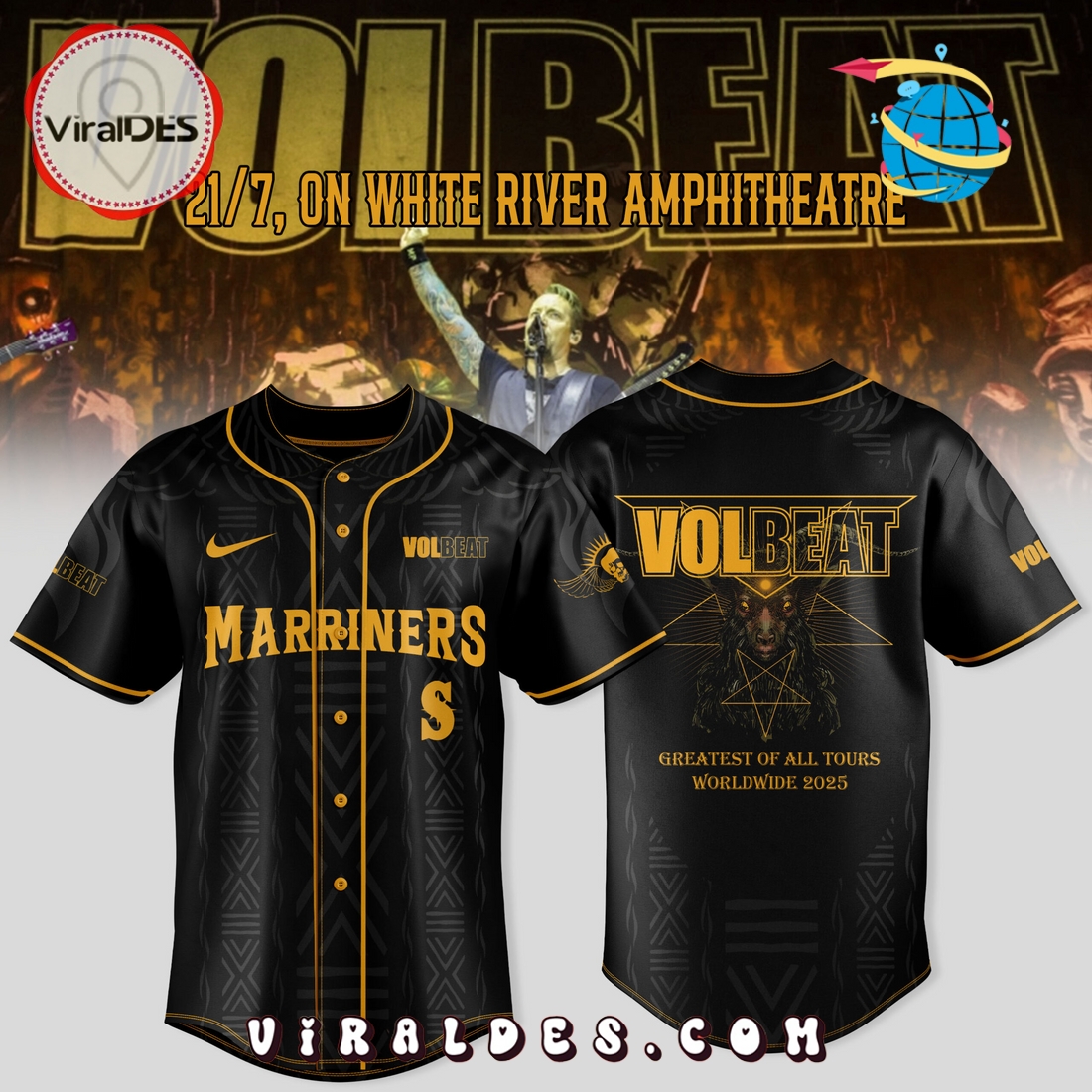 Seattle Mariners x VOLBEAT Greatest of All Tours Jersey Seattle Mariners x VOLBEAT Greatest of All Tours Jersey