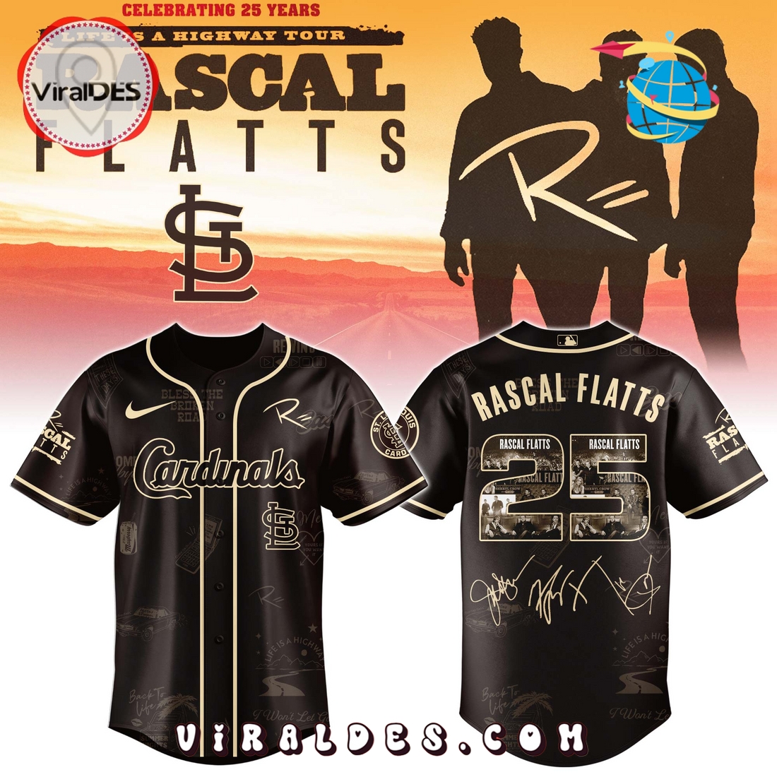 St. Louis Cardinals MLB x Rascal Flatts Life Is a Highway Tour Jersey St. Louis Cardinals MLB x Rascal Flatts Life Is a Highway Tour Jersey