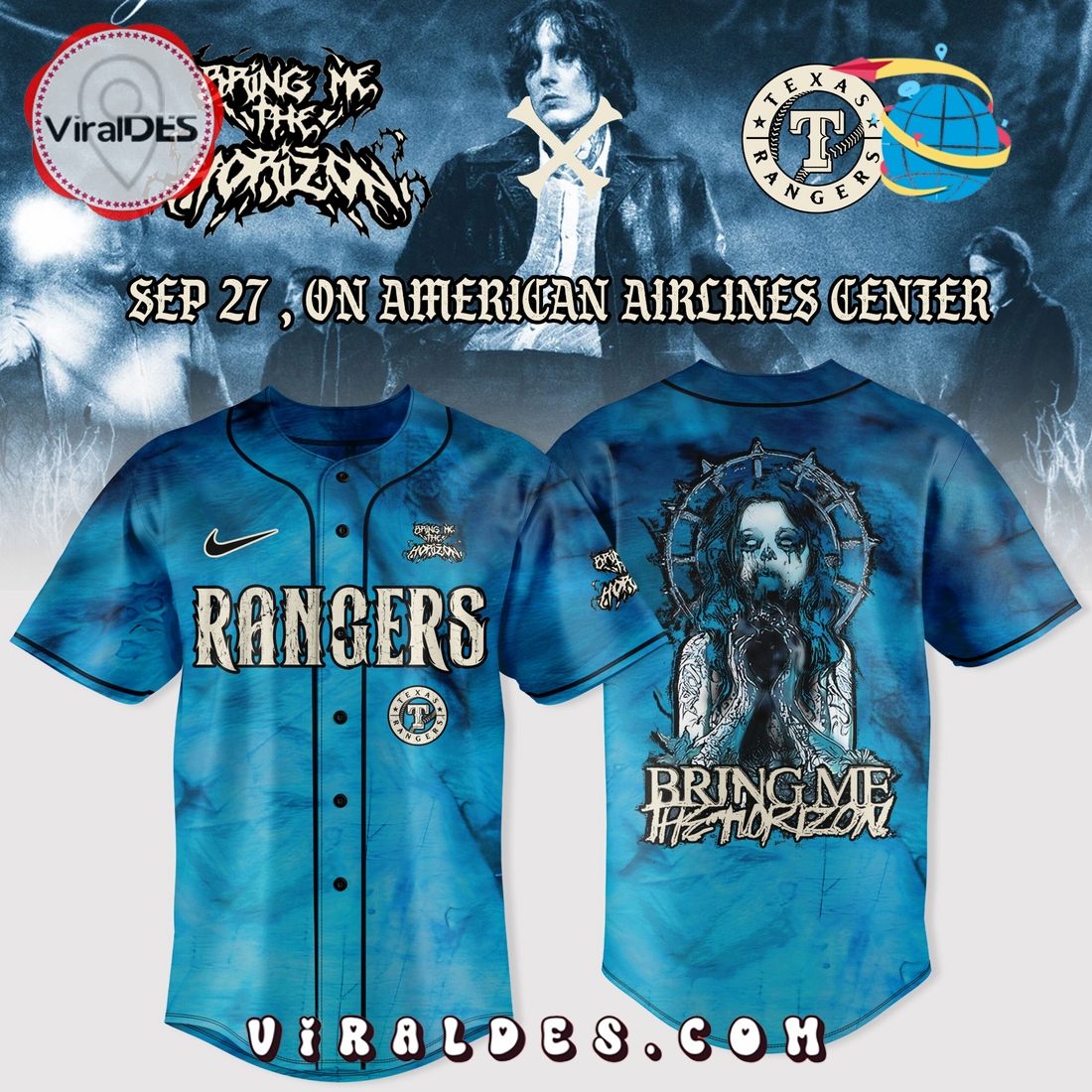 Texas Rangers x Bring Me The Horizon NA Tour Jersey Texas Rangers x Bring Me The Horizon NA Tour Jersey