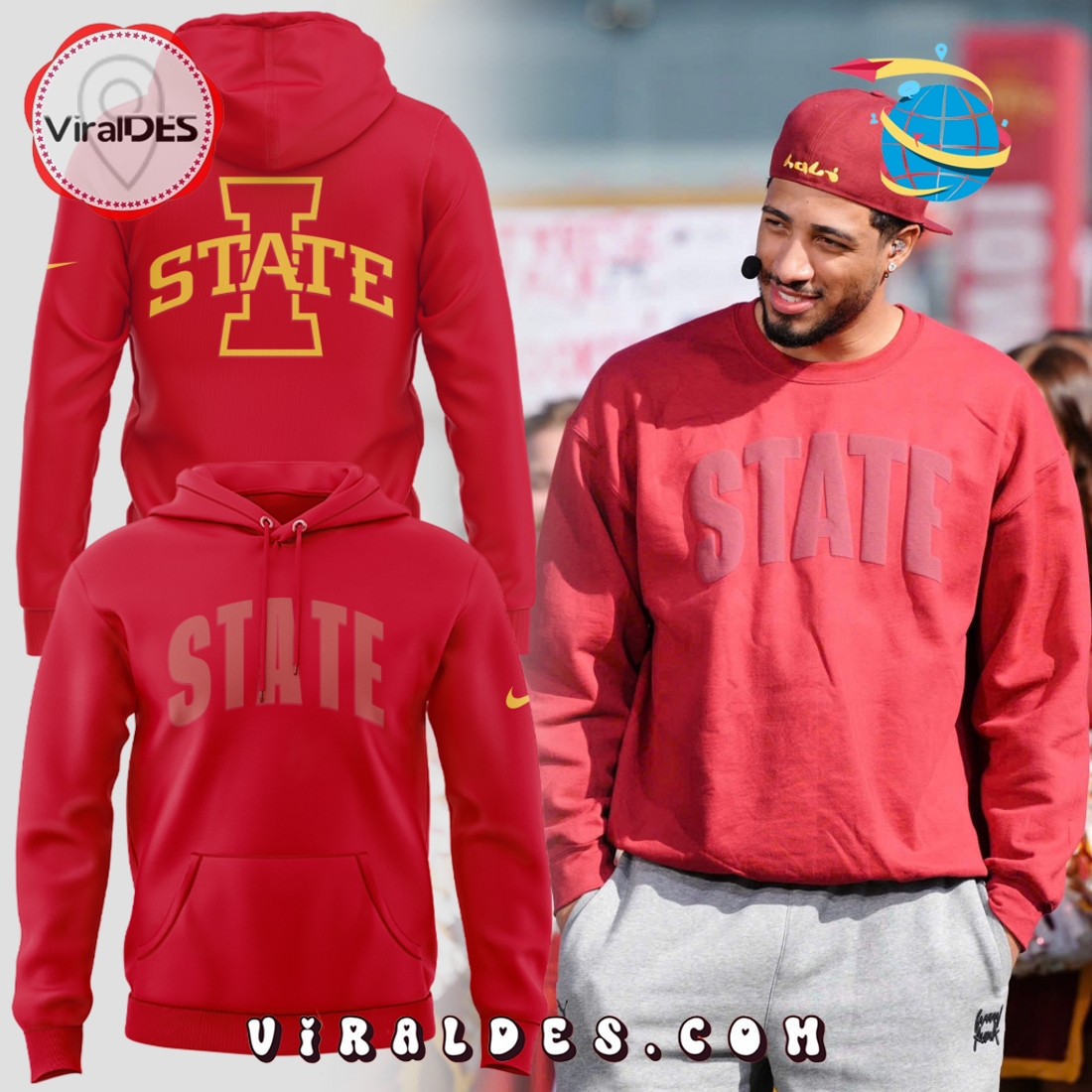 2025 Iowa State Cyclones Football Red Hoodie 2025 Iowa State Cyclones Football Red Hoodie