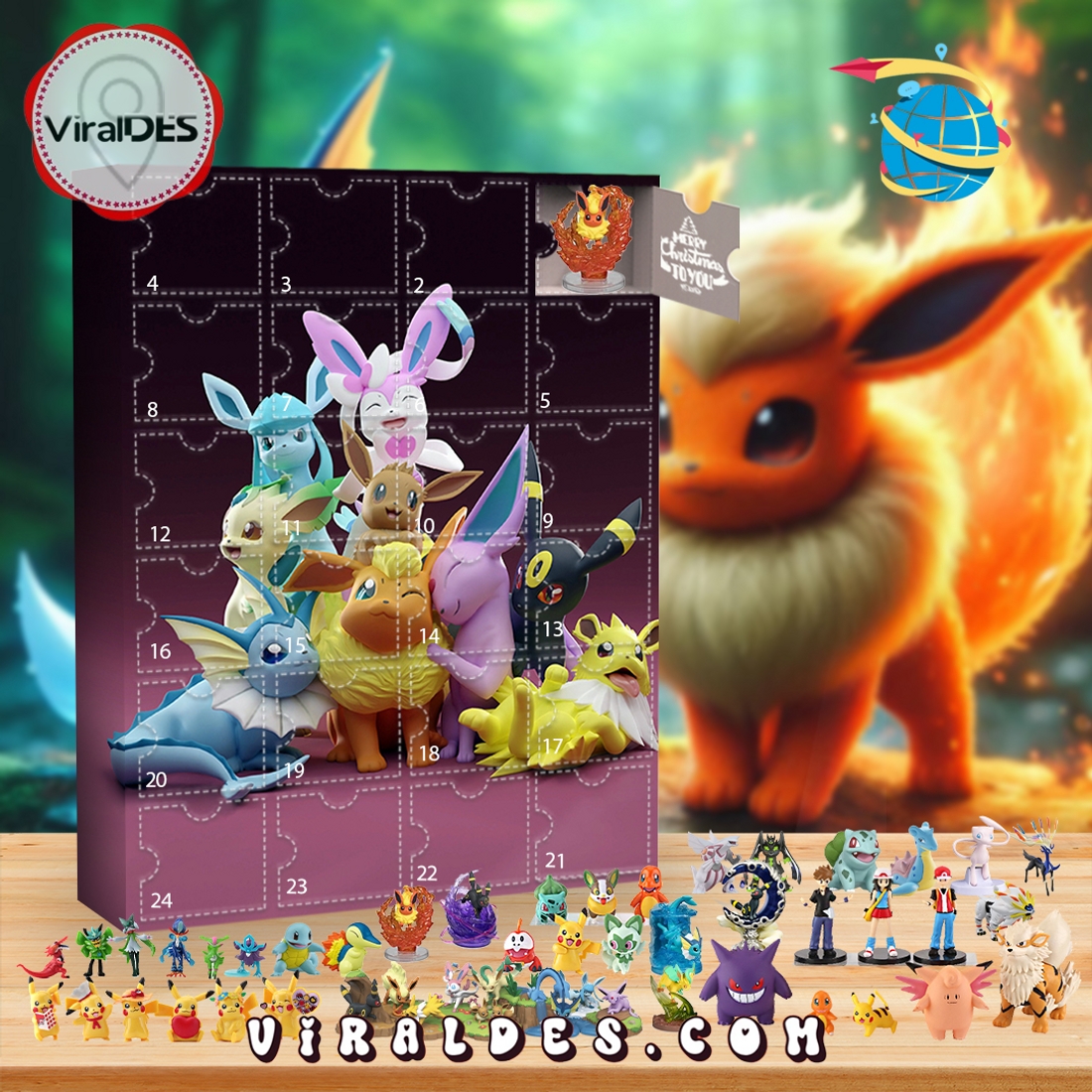 Flareon Pokémon Advent Calendar, 24 Gifts Are In It Flareon Pokémon Advent Calendar, 24 Gifts Are In It
