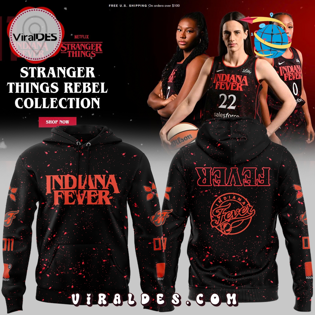Indiana Fever Stranger Things Rebel Swingman Hoodie Indiana Fever Stranger Things Rebel Swingman Hoodie