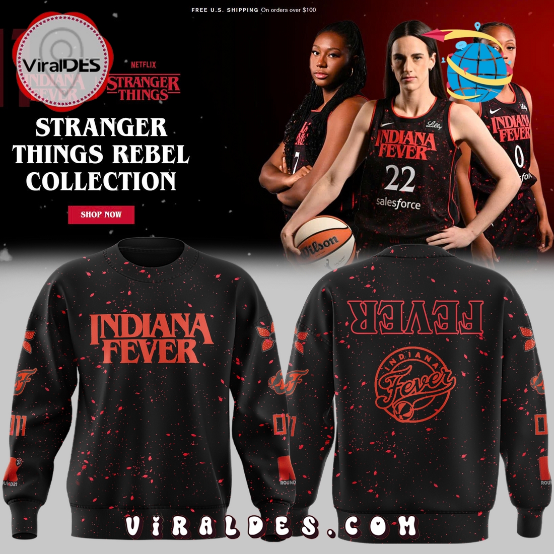 Indiana Fever Stranger Things Rebel Swingman Hoodie Indiana Fever Stranger Things Rebel Swingman Hoodie