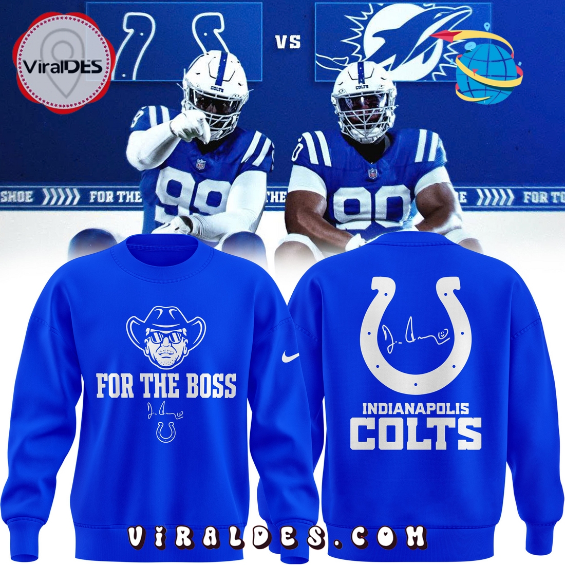 Indianapolis Colts For the Boss Blue Hoodie 2025 Indianapolis Colts For the Boss Blue Hoodie 2025