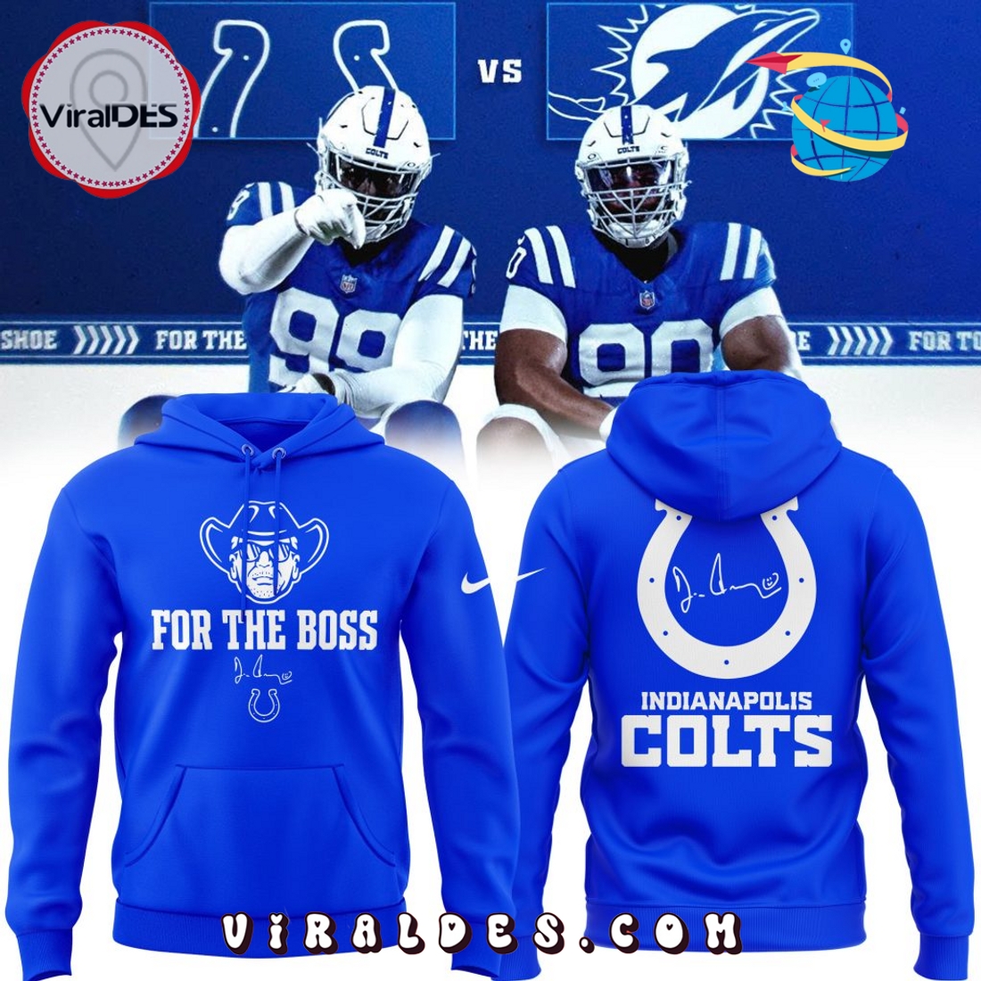 Indianapolis Colts For the Boss Blue Hoodie, Cap Indianapolis Colts For the Boss Blue Hoodie, Cap
